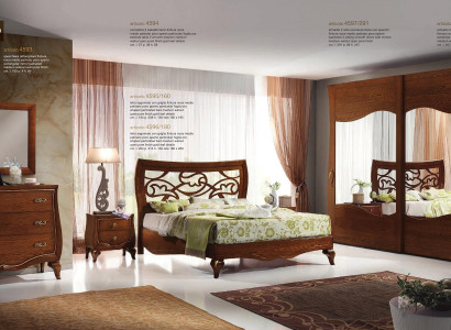 Schlafzimmer Bett Nachttisch Kleiderschrank Kommode Spiegel Garnitur Set 6tlg